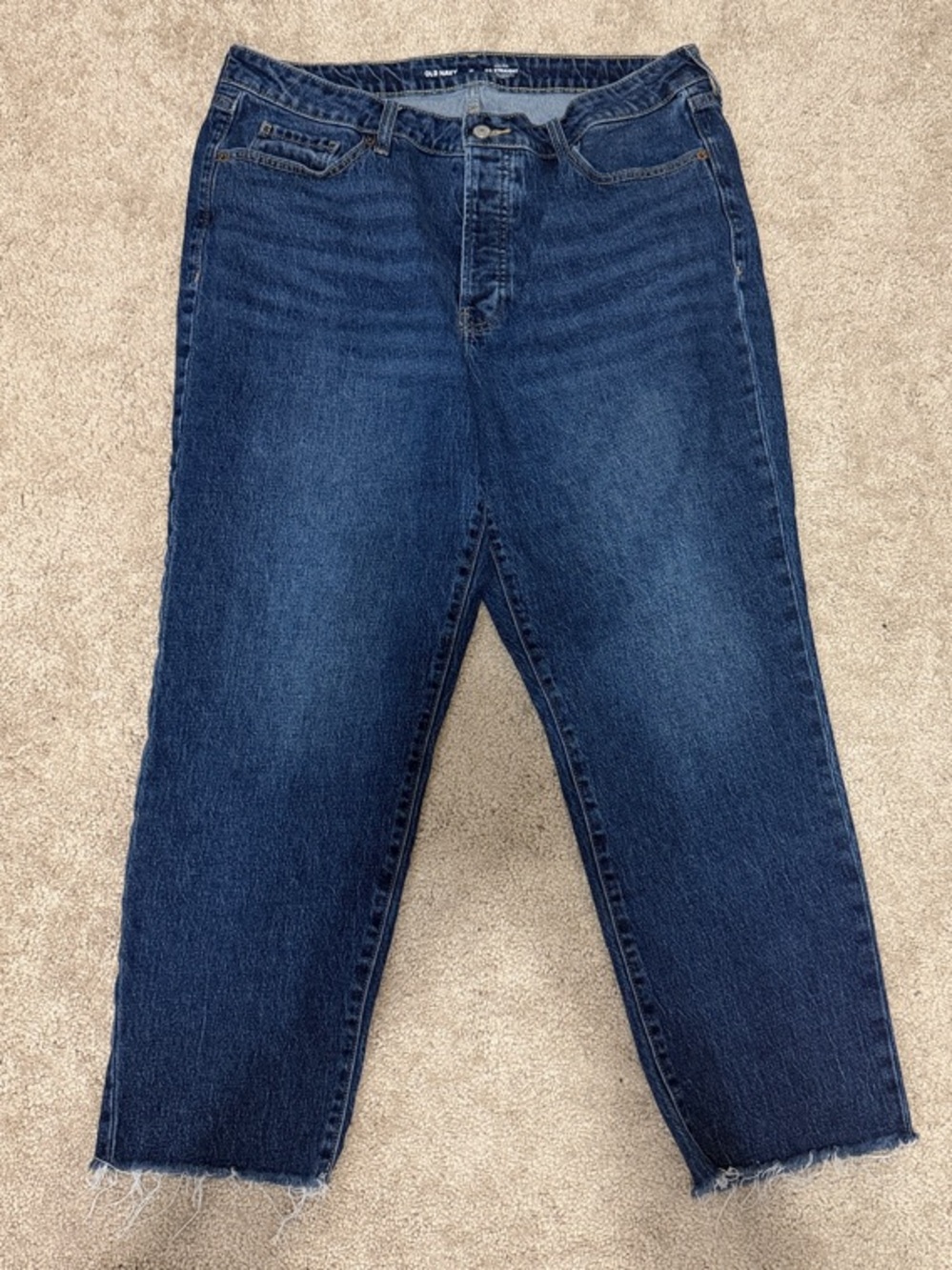 Old Navy Dark Blue Cropped Raw-Hem Jeans